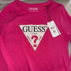 Guess Fuchsia Logo Long Sleeve Top